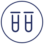 icon-1 Two stylized, smiling faces side by side inside a blue circle with a white background.