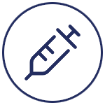 icon-needle Dark blue icon of a syringe with a needle, inside a white circle with a dark blue border.